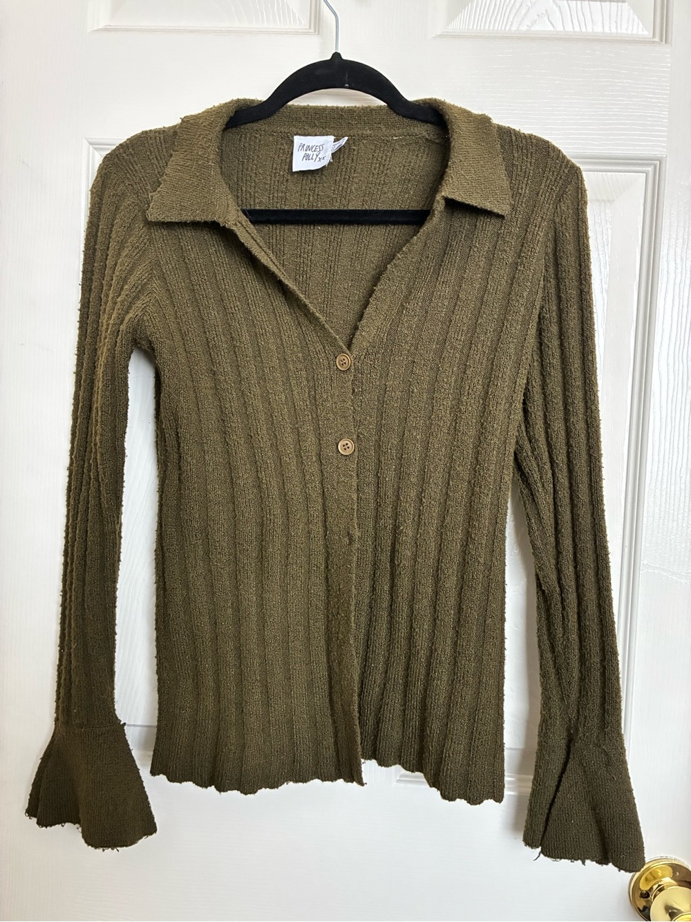 Princess Polly Olive Ribbed Button-Up Cardigan